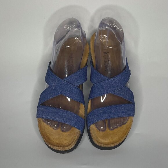 Naot Naomi Womens sz 9 EU 40 Blue Stretch Slip On Sandals Shoes Made in Israel - Picture 3 of 9